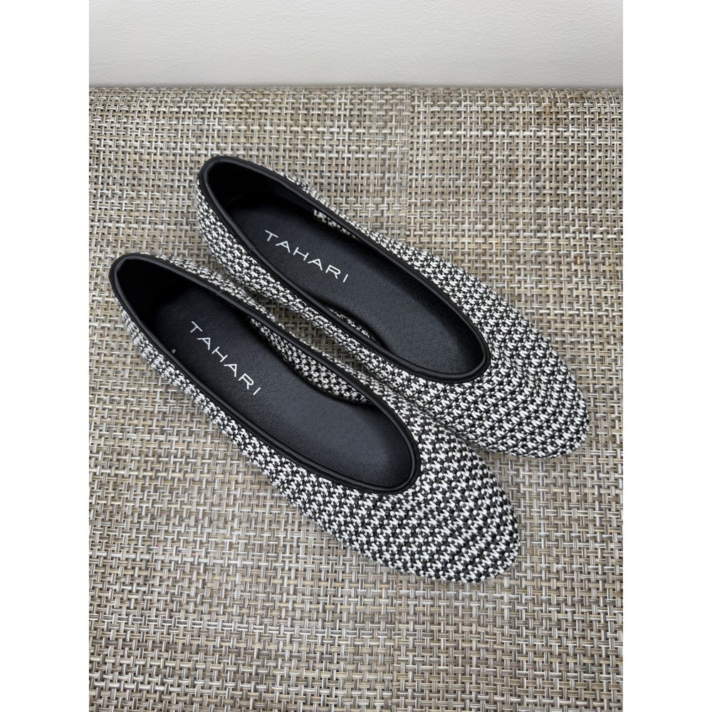 Women's Tahari Sapporo Slip-On Ballet Flats Black/white Size 8.5 - Picture 2 of 8